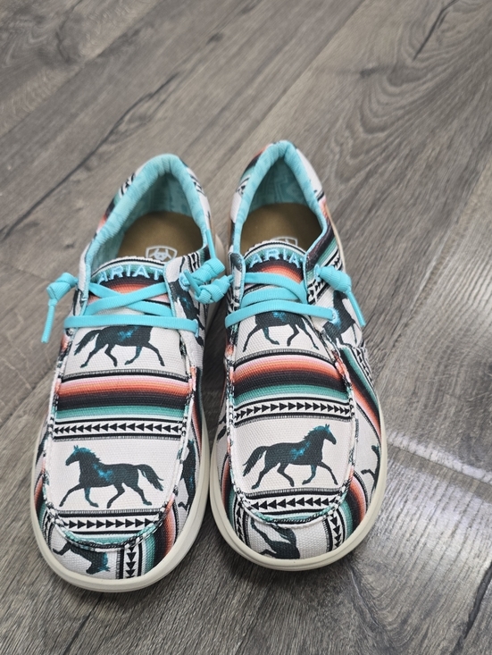 Ariat Shoes - Ariat Teal, Coral and Black Horse Print Slip-On Sneakers
